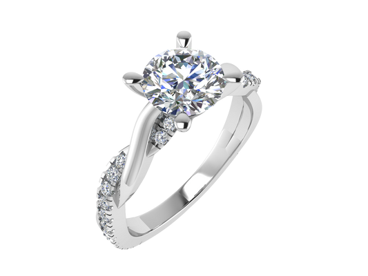 Round Ring with Diamond set shoulders and twisted band 5.5mm