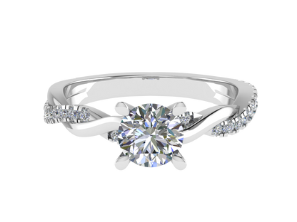 Round Ring with Diamond set shoulders and twisted band 6.5mm