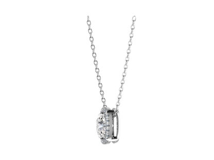 Cushion Four Claw Pendant with Diamond Halo 6mm