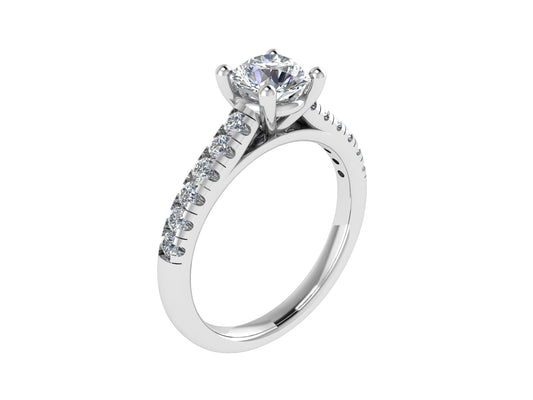 Round Ring with Diamond set shoulders 4mm