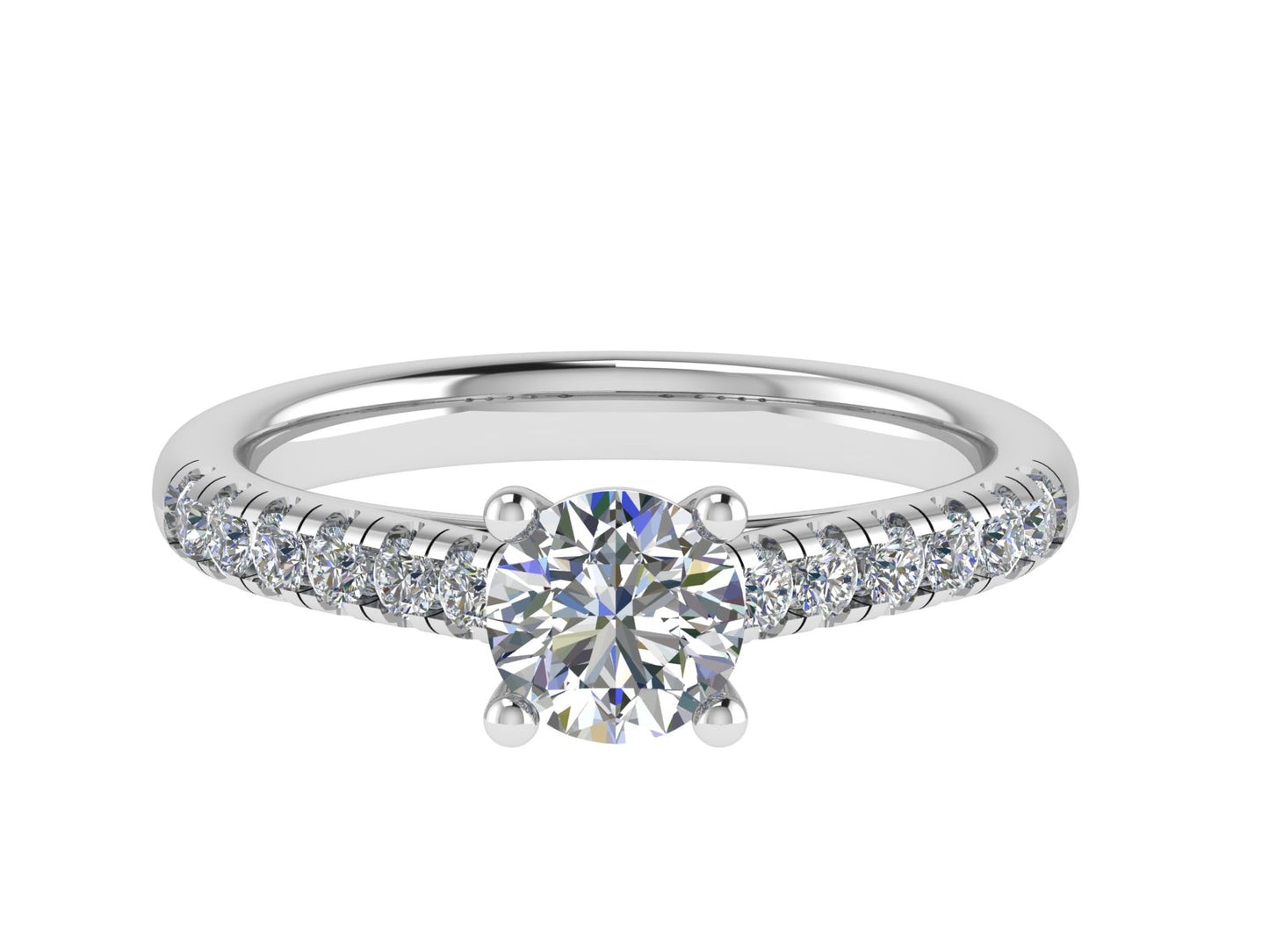 Round Ring with Diamond set shoulders 4mm