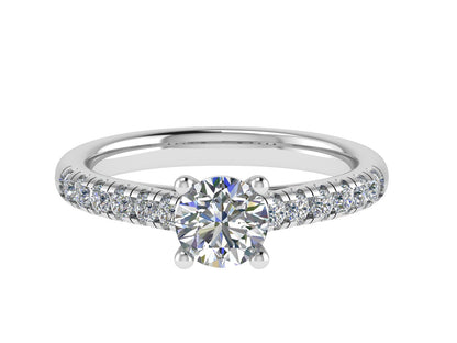 Round Ring with Diamond set shoulders 7mm
