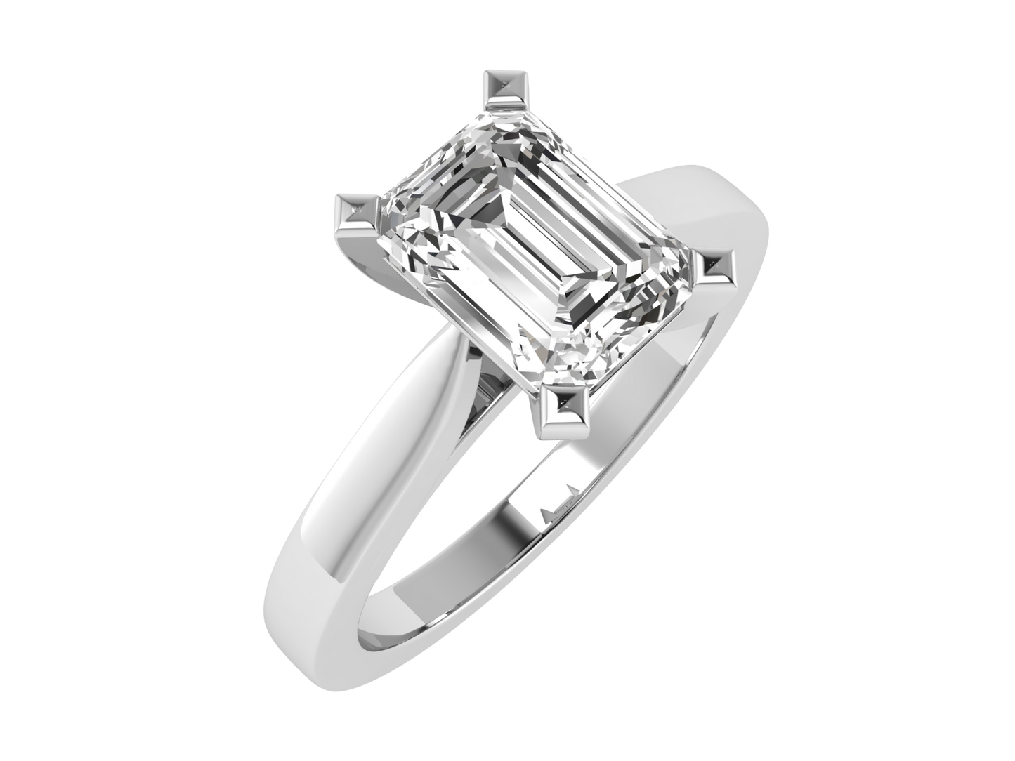 Emerald Cut four claw ring 6 x 4 mm