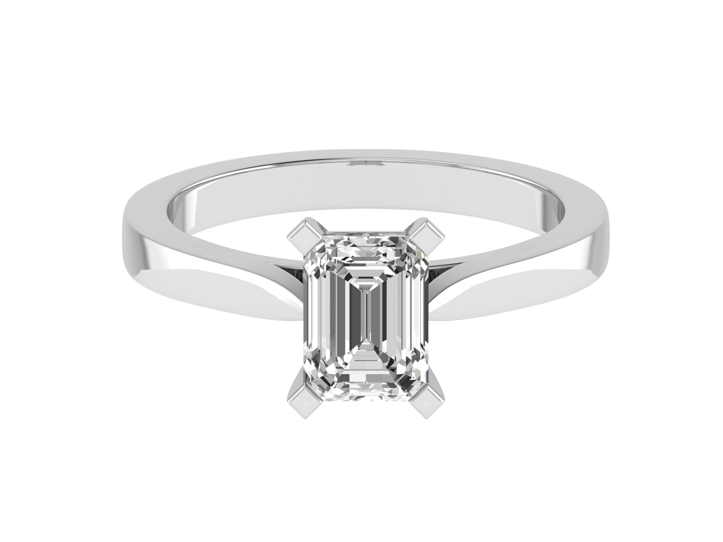 Emerald Cut four claw ring 7 x 5mm