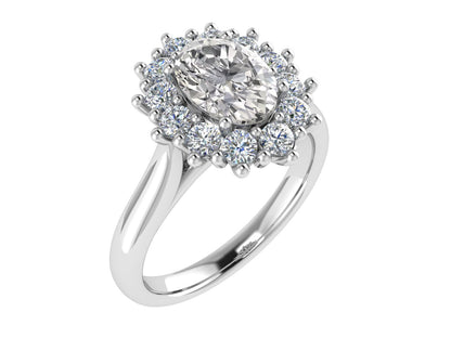 Oval Diamond Cluster Ring 7.5 x 5.5mm