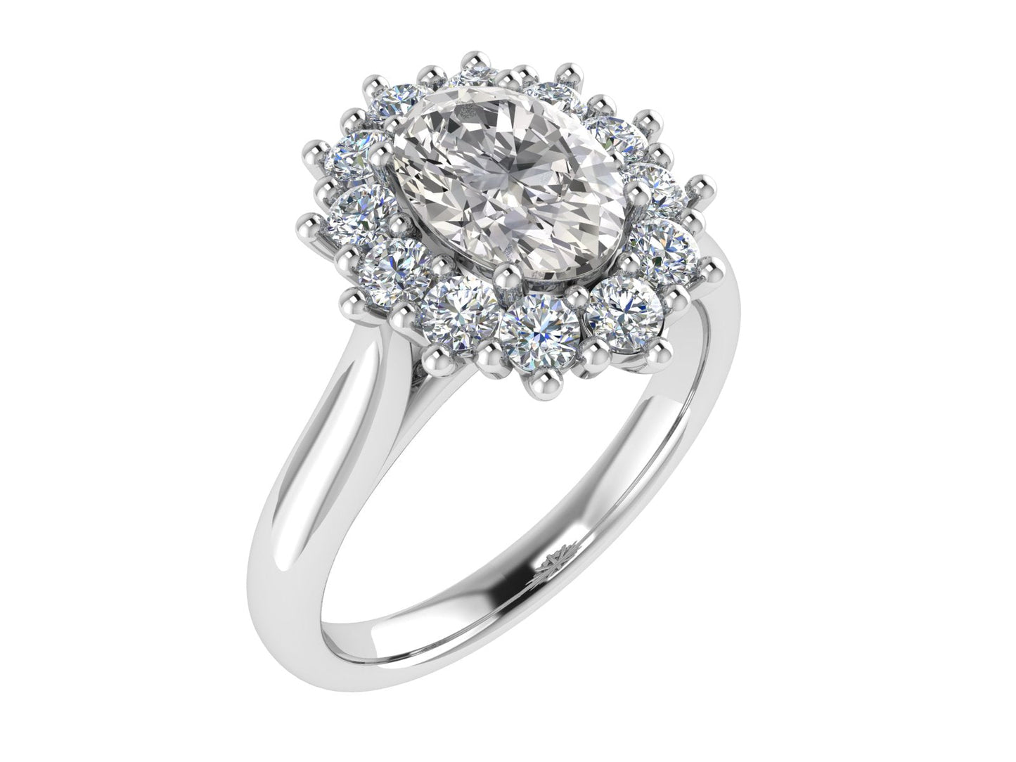 Oval Diamond Cluster Ring 9 x 7mm