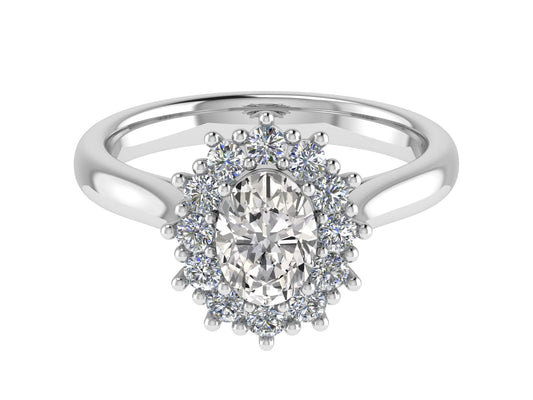 Oval Diamond Cluster Ring 5x3mm