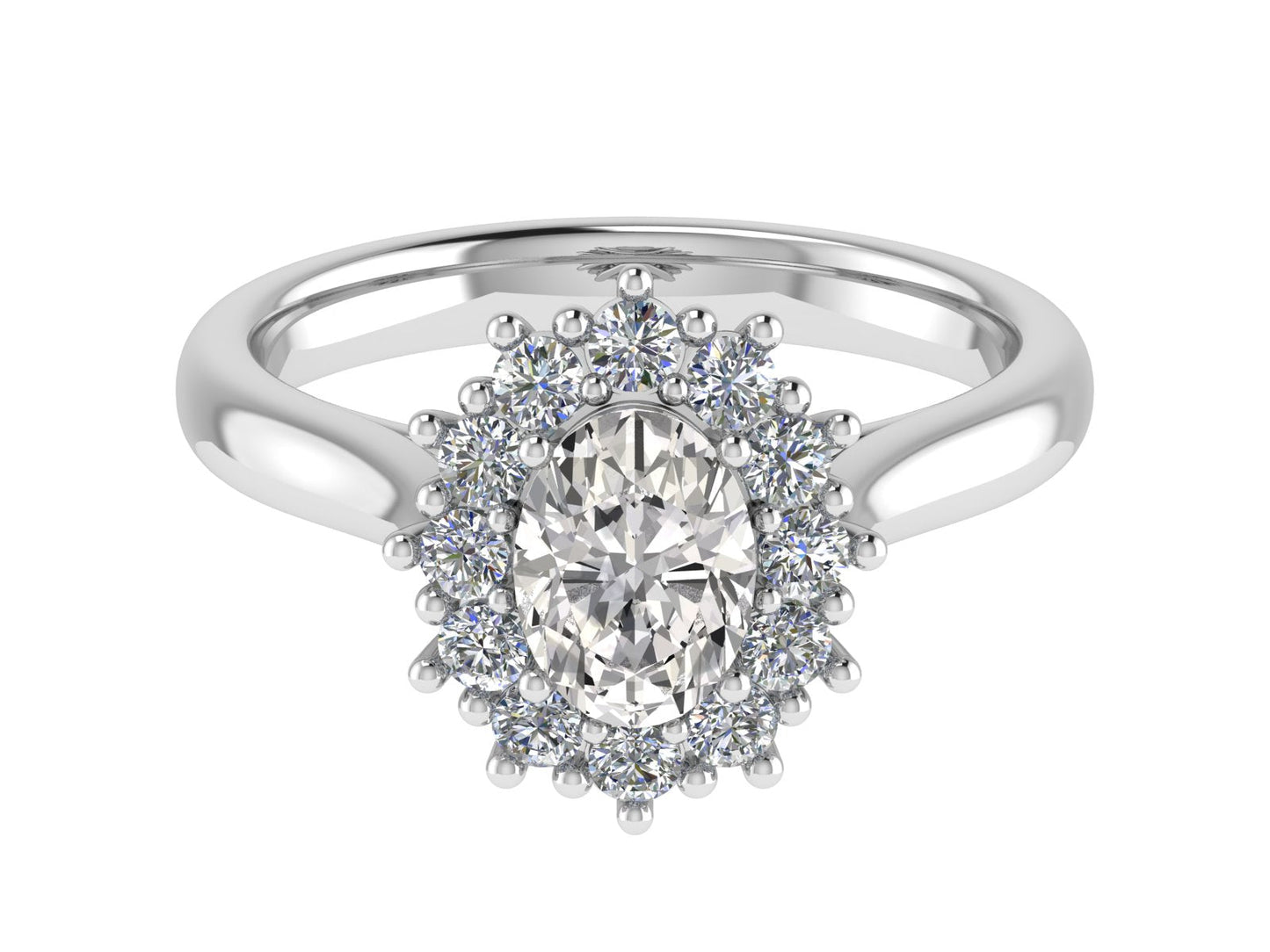 Oval Diamond Cluster Ring 7 x 5mm