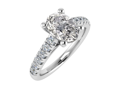 Oval Ring with Diamond set shoulders 7.5 x 5.5mm
