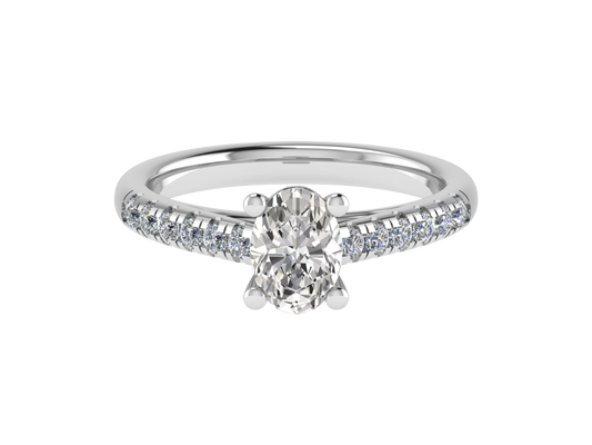 Oval Ring with Diamond set shoulders 6.5 x 4.5mm