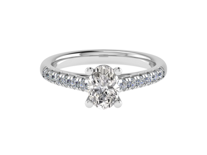 Oval Ring with Diamond set shoulders 7.5 x 5.5mm