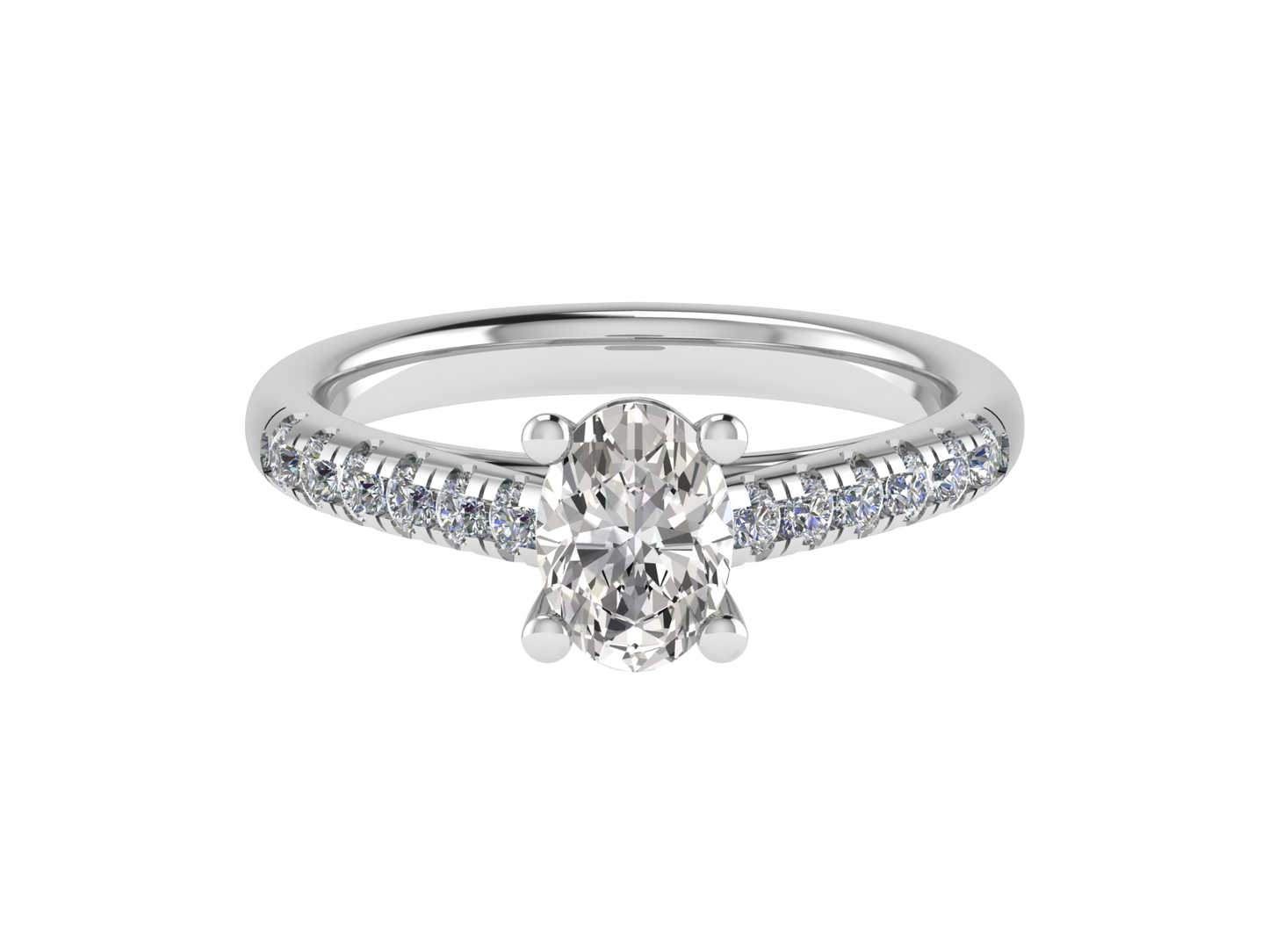 Oval Ring with Diamond set shoulders 5 x 3mm