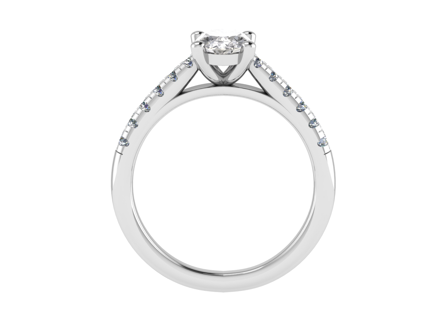 Oval Ring with Diamond set shoulders 7.5 x 5.5mm