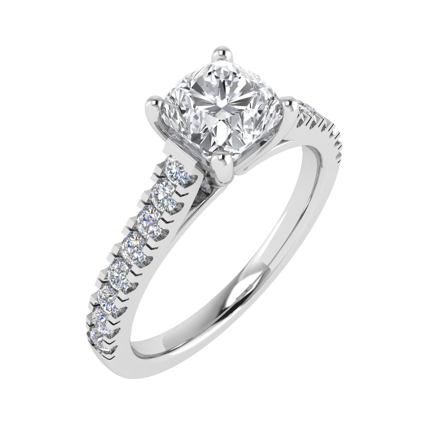 4mm Cushion Ring with Diamond set shoulders