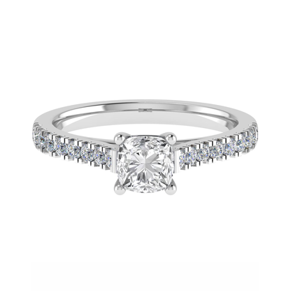 4mm Cushion Ring with Diamond set shoulders