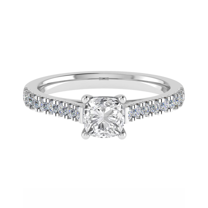 6mm Cushion Ring with Diamond set shoulders