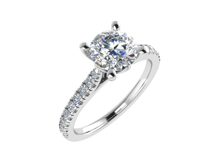 Round Ring with Diamond set shoulders 7mm