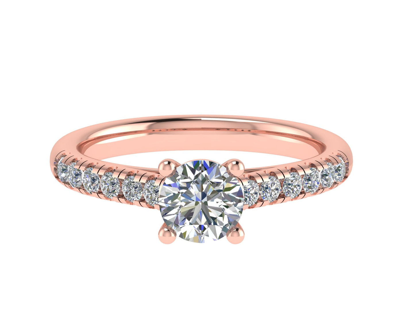 Round Ring with Diamond set shoulders 6.5mm