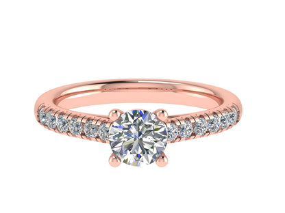 Round Ring with Diamond set shoulders 6.5mm