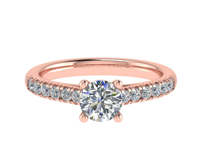 Round Ring with Diamond set shoulders 5mm