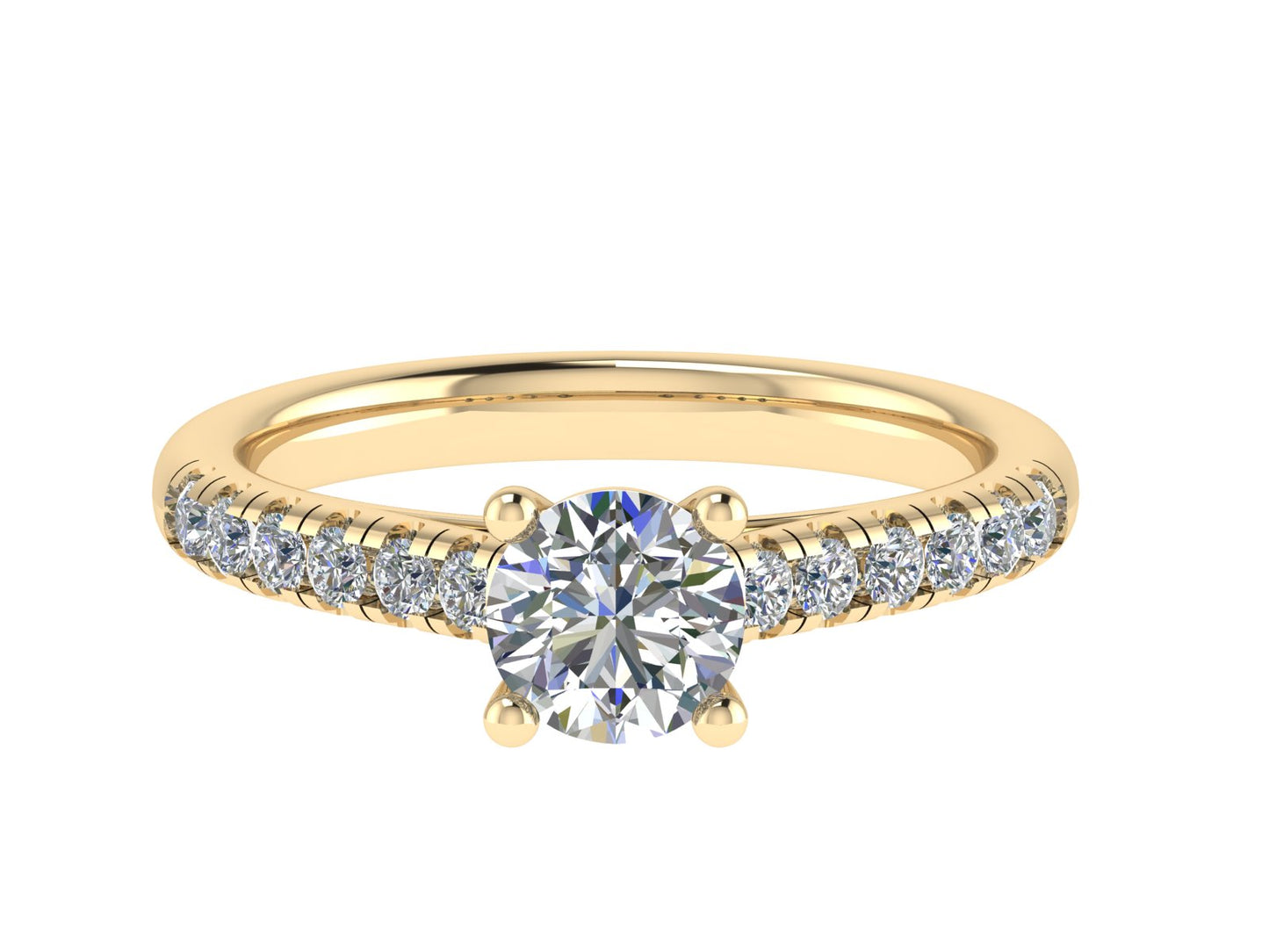 Round Ring with Diamond set shoulders 4mm
