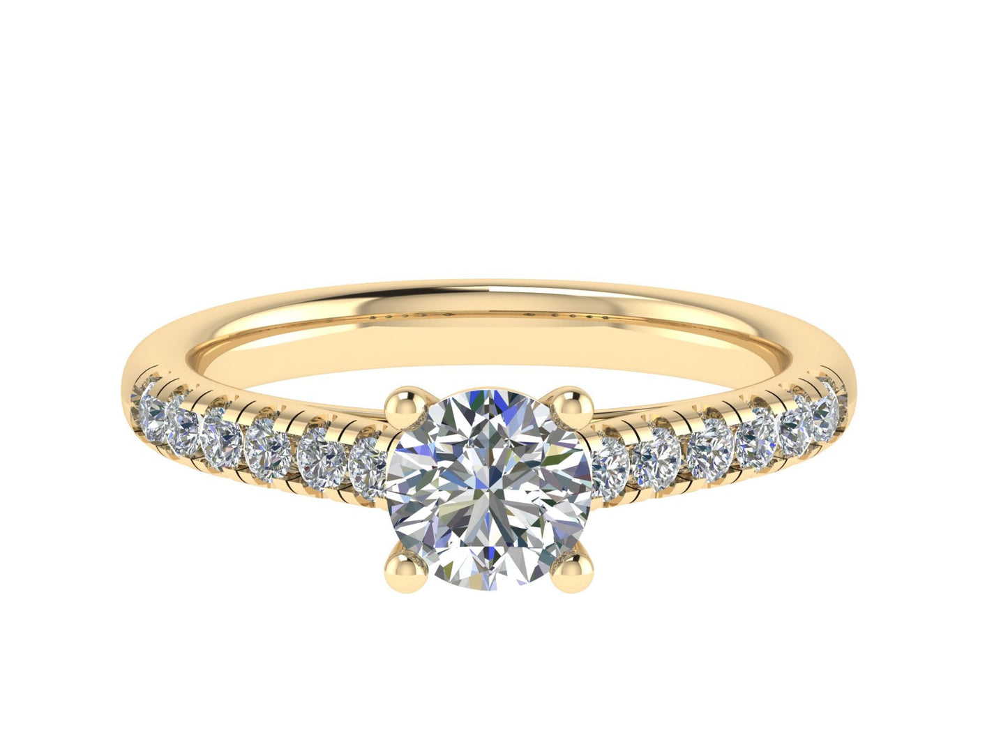 Round Ring with Diamond set shoulders 6.5mm