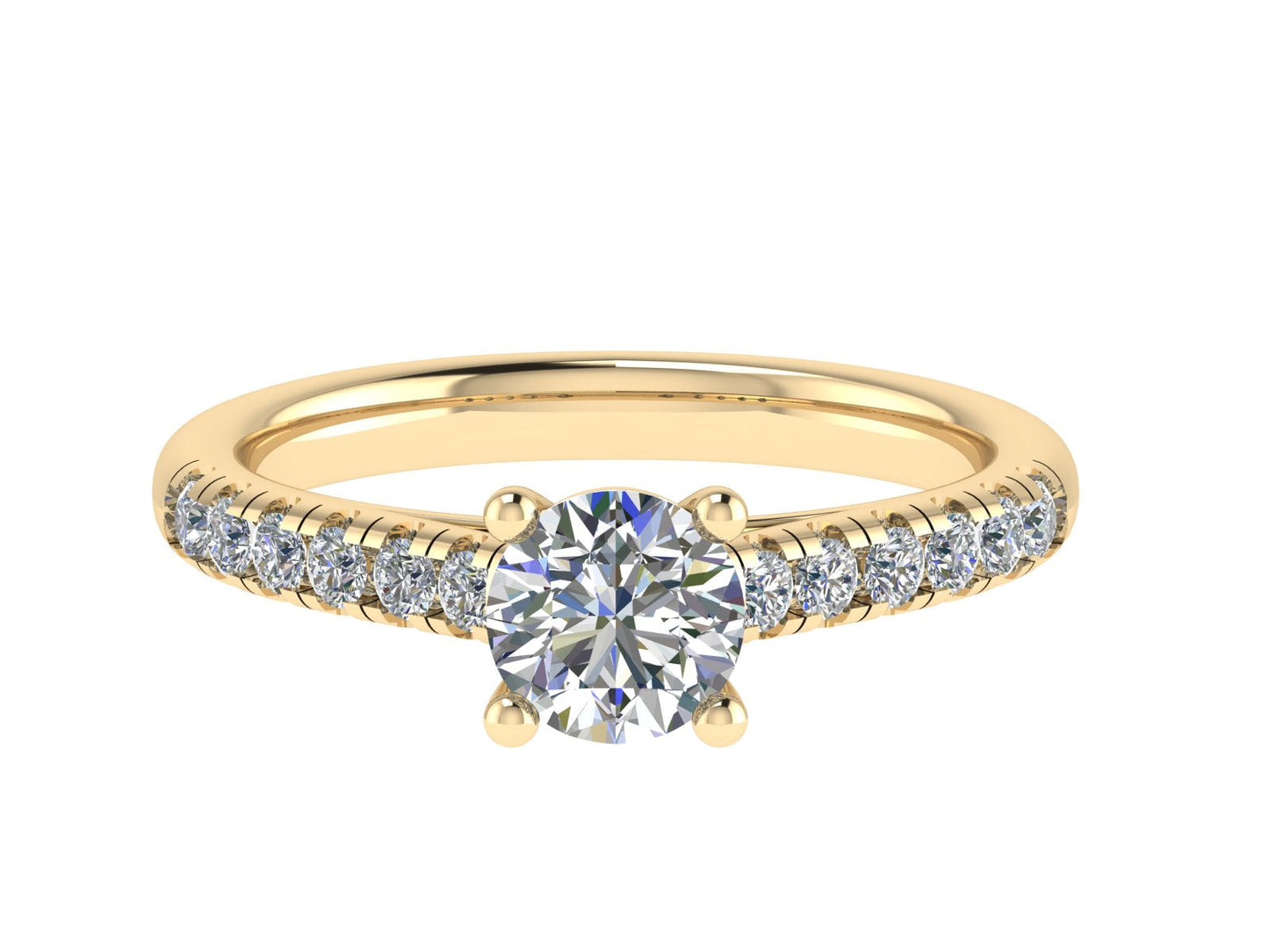 Round Ring with Diamond set shoulders 5mm