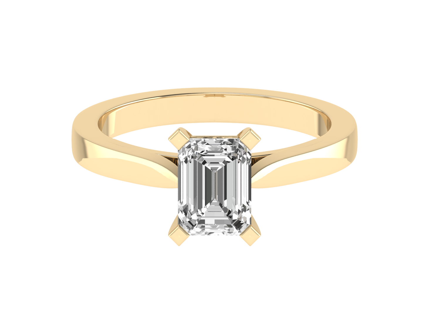 Emerald Cut four claw ring 6 x 4 mm