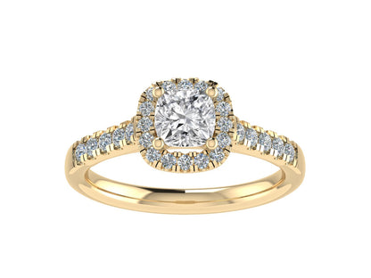 6mm Cushion Ring with Diamond Halo & Diamond set shoulders