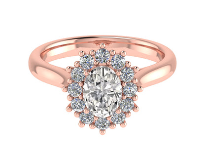 Oval Diamond Cluster Ring 9 x 7mm