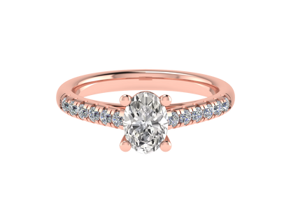 Oval Ring with Diamond set shoulders 7.5 x 5.5mm