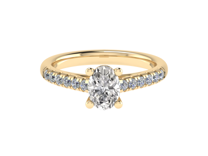 Oval Ring with Diamond set shoulders 5 x 3mm