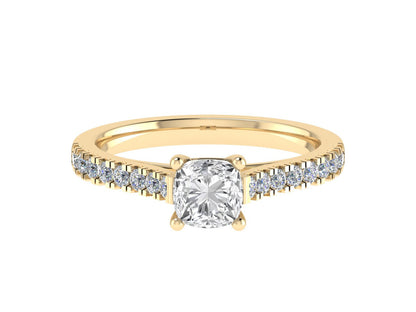 6mm Cushion Ring with Diamond set shoulders