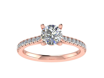 Round Ring with Diamond set shoulders 7mm