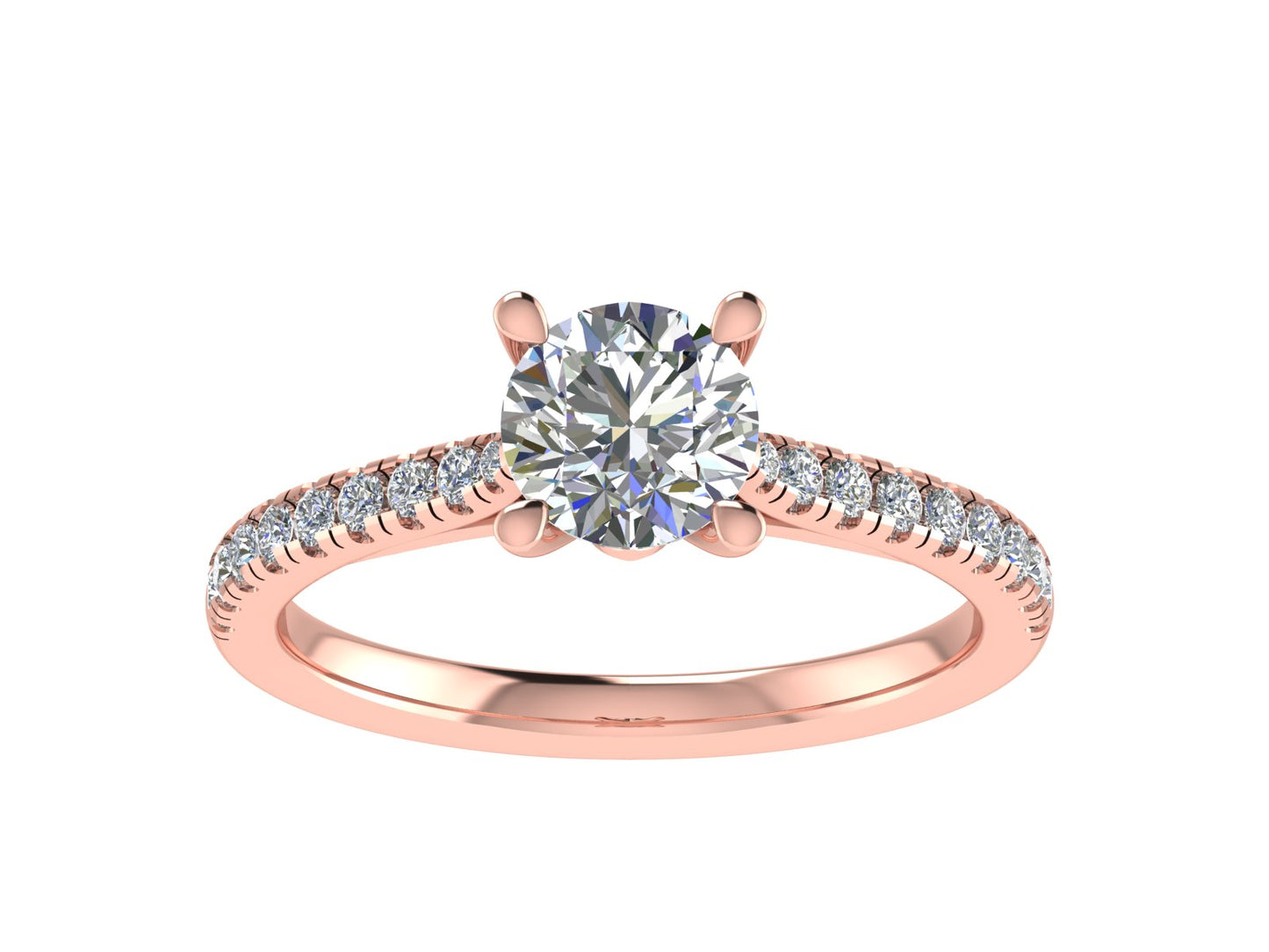 Round Ring with Diamond set shoulders 4mm