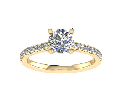 Round Ring with Diamond set shoulders 4mm